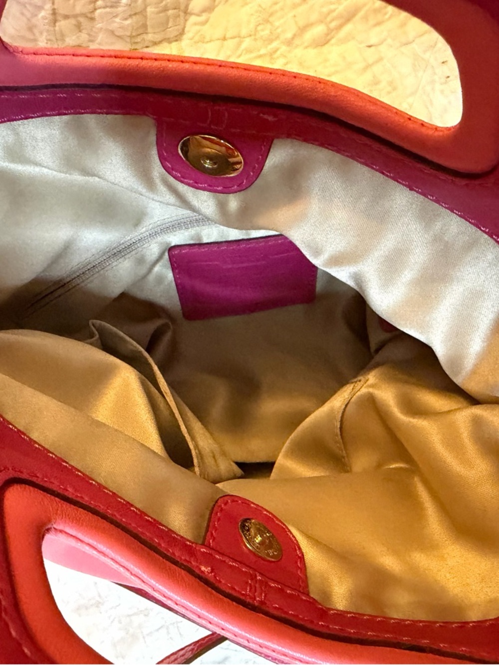 VTG Coach Bonnie Cashin 13388 Pink Red Colorblock Fold Over Crossbody Bag Y2K - Picture 12 of 16